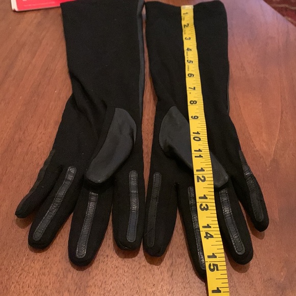 Long black leather gloves - large - XL - Picture 2 of 6